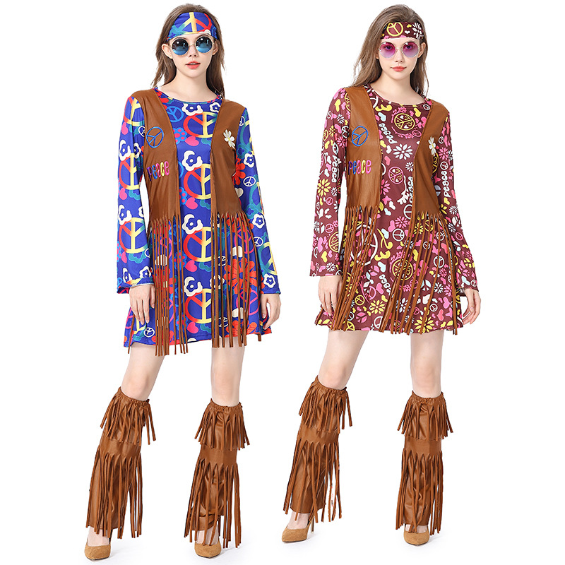 Women'S Accessories In The 70S - Halloween Disco Dress 70s 60s Hippie