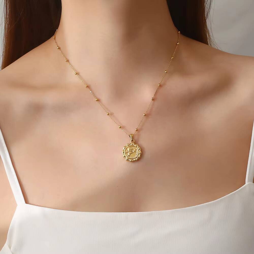 Coin Necklace Delicate - Women Delicate The Angel Cupid Coin
