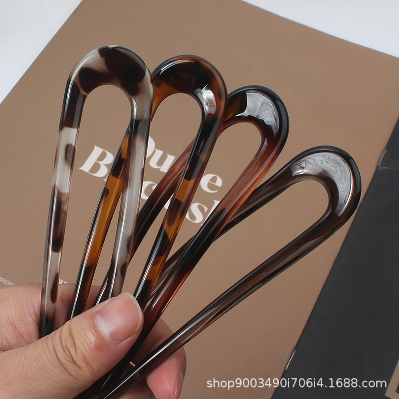 Women Accessories On Sale - Korean style leopard print U-shaped hairpin,