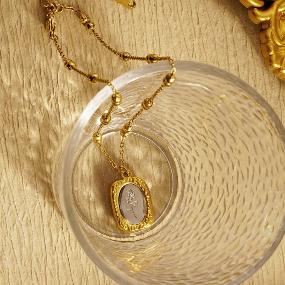 Coin Necklace Delicate - Stainless Steel Fashion Rose Flower Delicate
