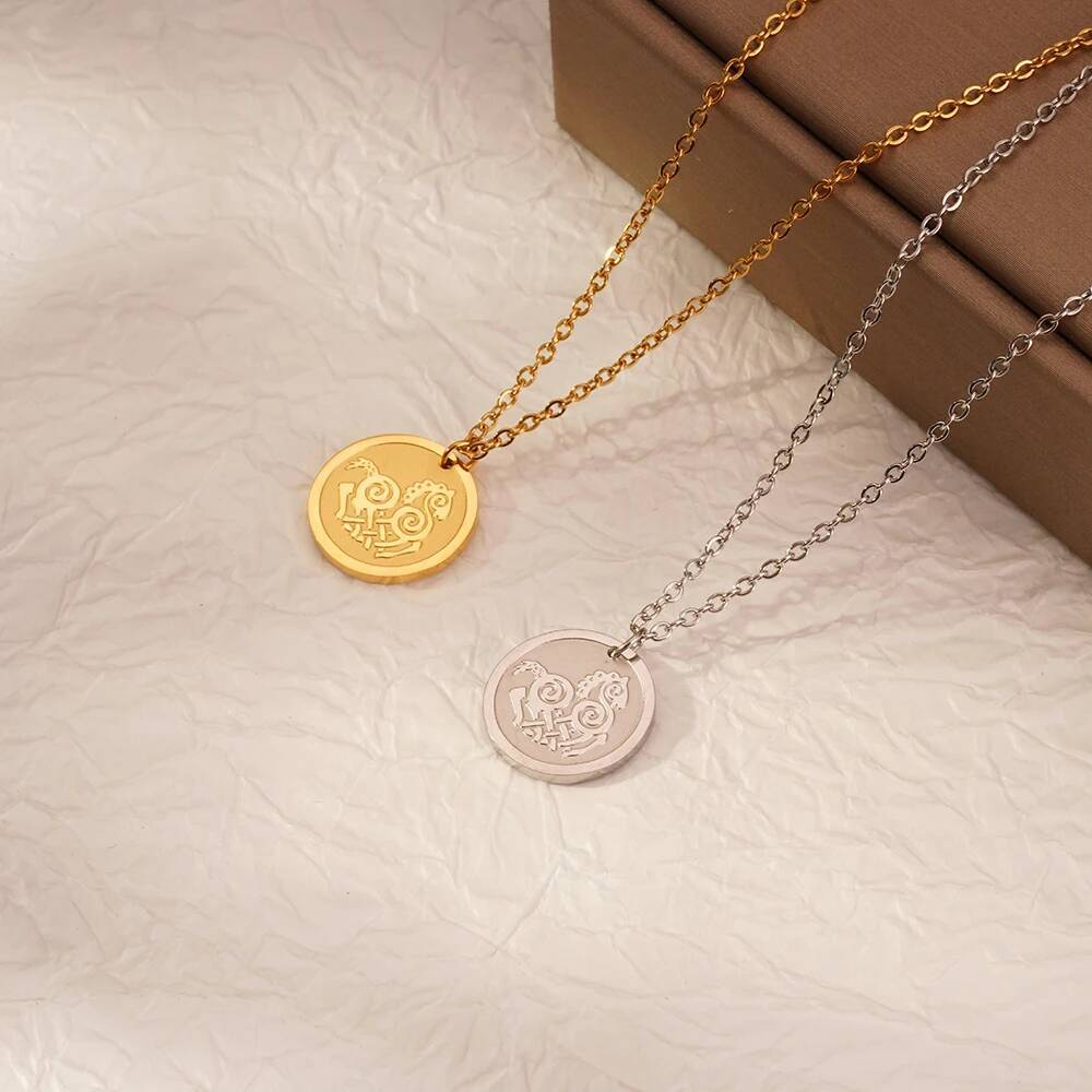 Coin Necklace Delicate - Stainless Steel Fashion Women Delicate Round