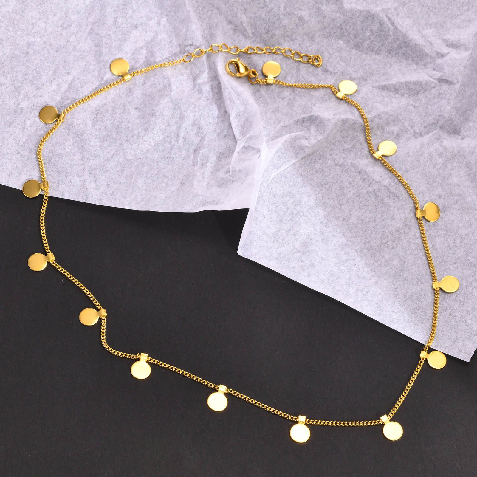 Coin Necklace Delicate - Delicate Small Multiple Coins Disc Necklace