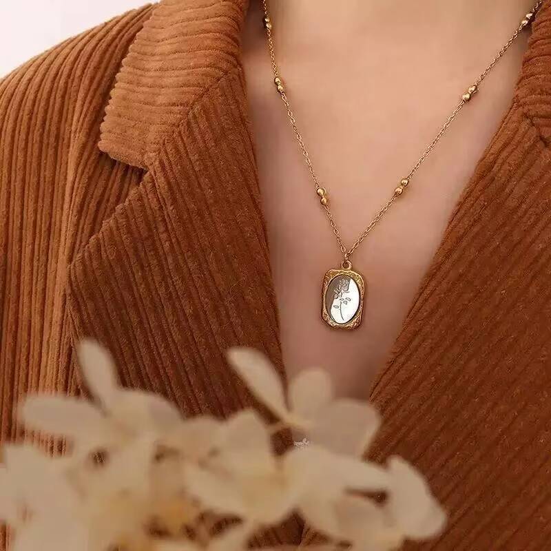 Coin Necklace Delicate - Fashion Rose Flower Delicate Women Coin
