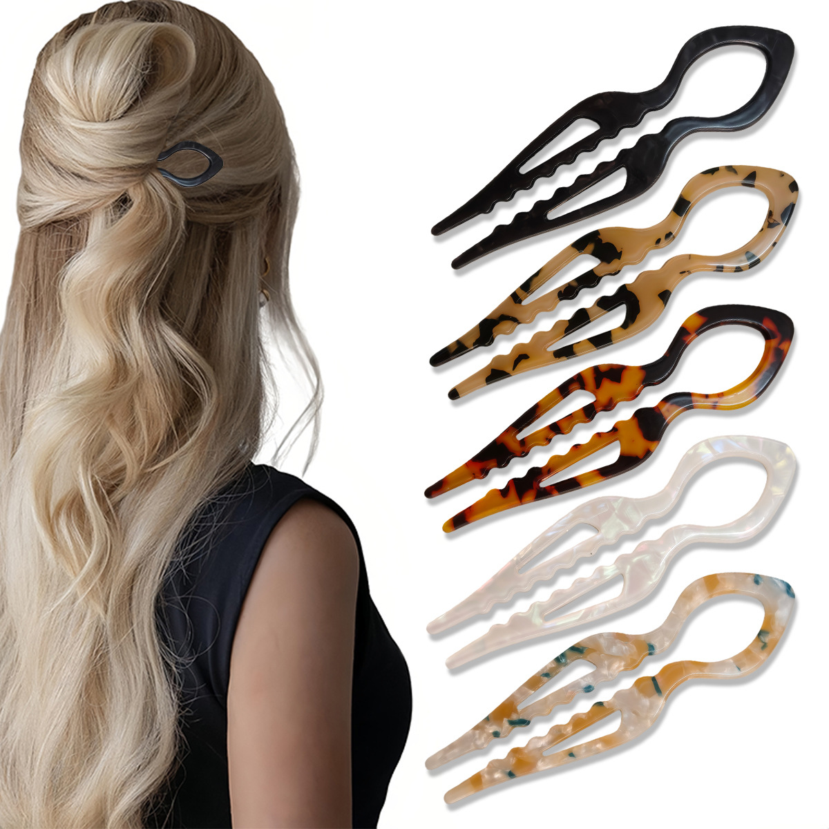 U-Shaped Hair Sticks Tortoises - Women Accessories On Sale 评论和价格
