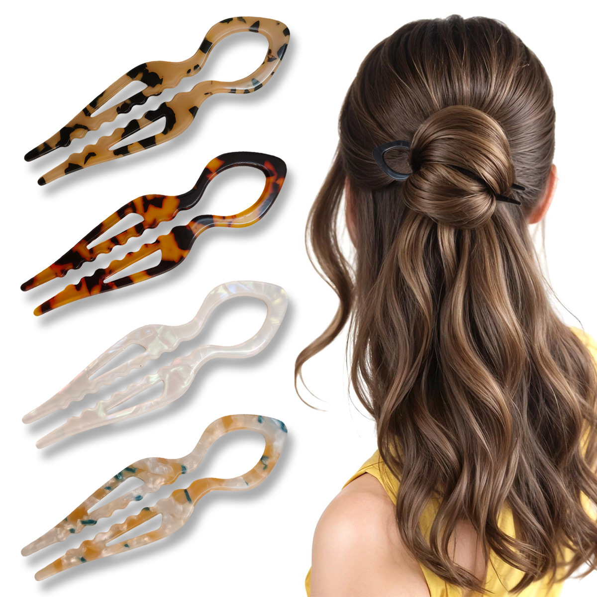 U-Shaped Hair Sticks Tortoises - Women Accessories On Sale 评论和价格