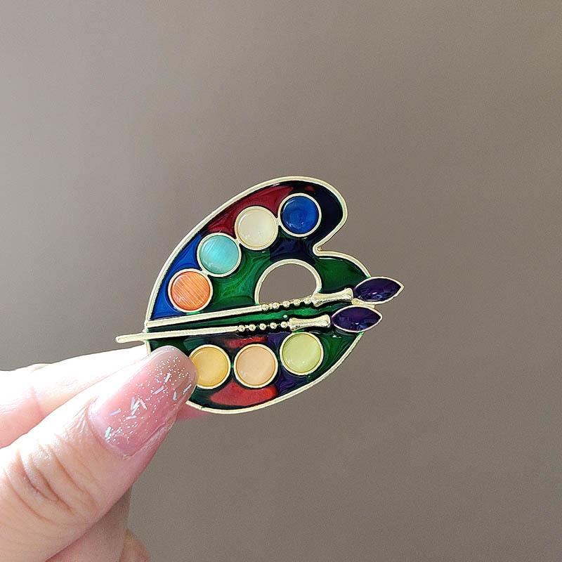 Fashion Enamel Palette Brooche - Women Accessories Drawing 评论和价格