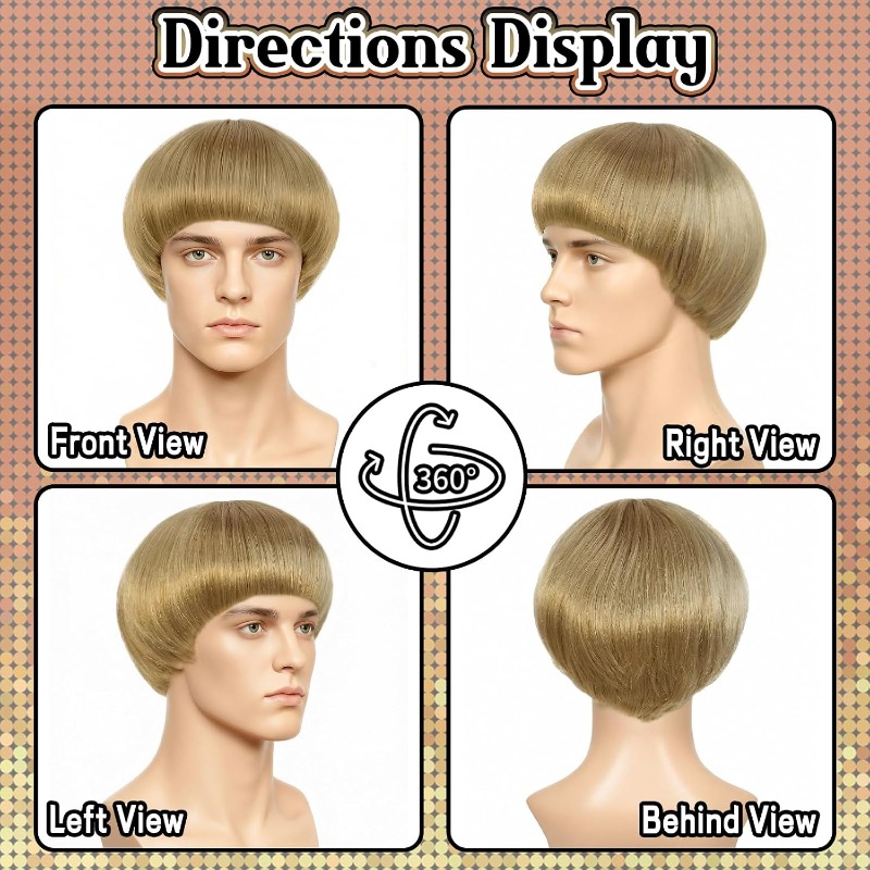 Short Blonde Bowl Cut Wig Blon - Women'S Accessories In The 70S 评论和价格