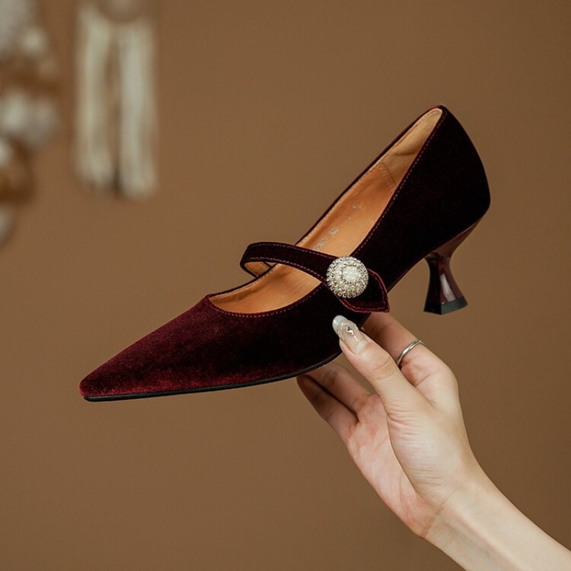 Wine Red Pointed Toe Mary Jane - Women'S Shoes And Accessories 评论和价格