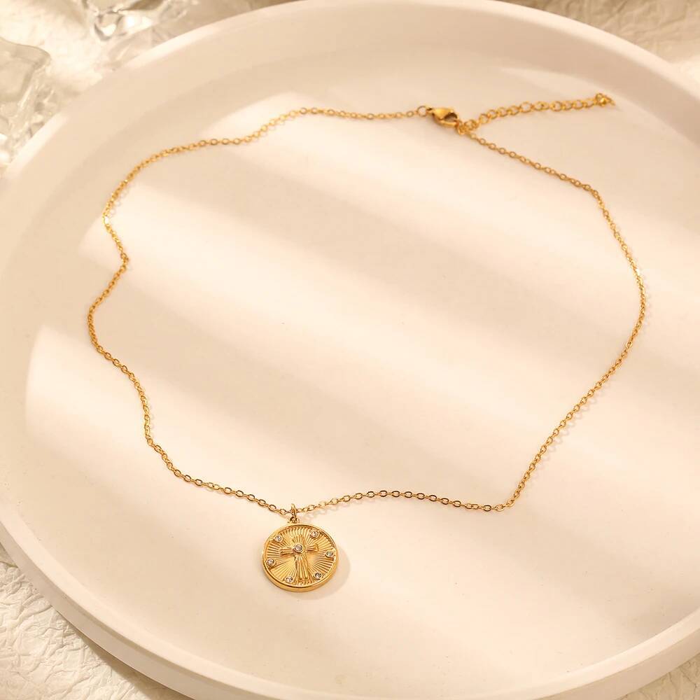 Women Delicate Round Coin Zirc - Coin Necklace Delicate 评论和价格