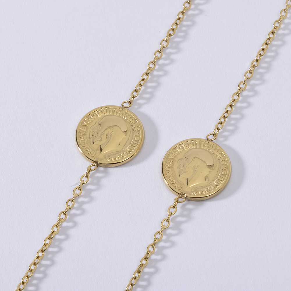 LUIZADA Stainless Steel Fashio - Coin Necklace Delicate 评论和价格