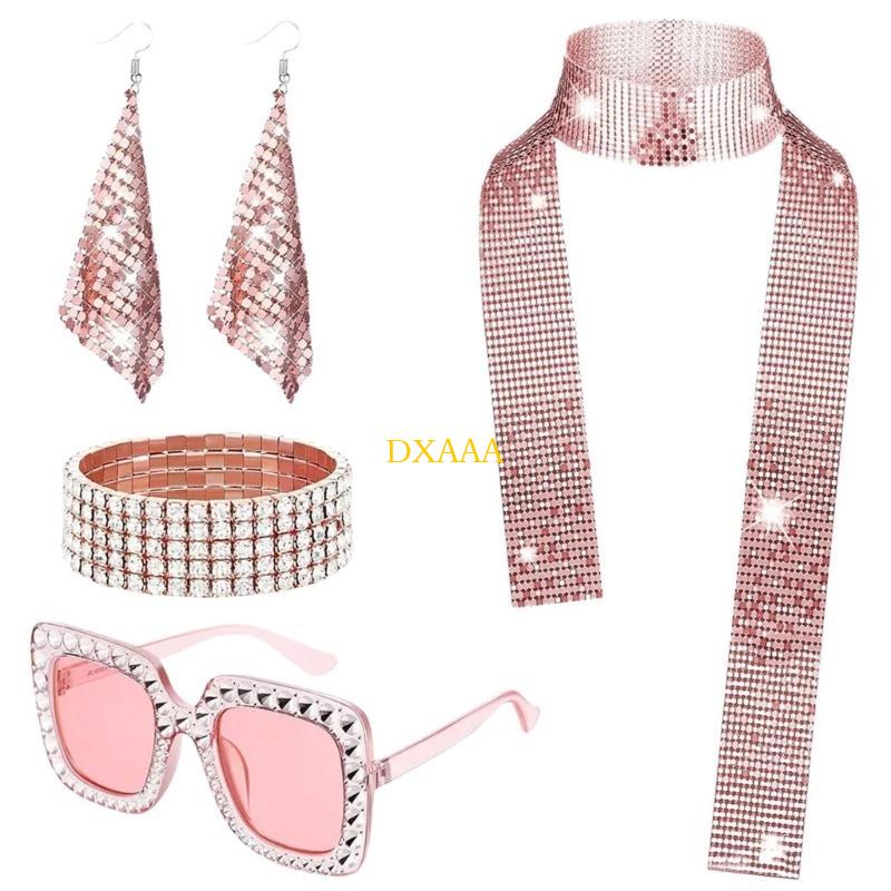 DXAA 70s Disco Fancy Dress Set - Women'S Accessories In The 70S 评论和价格