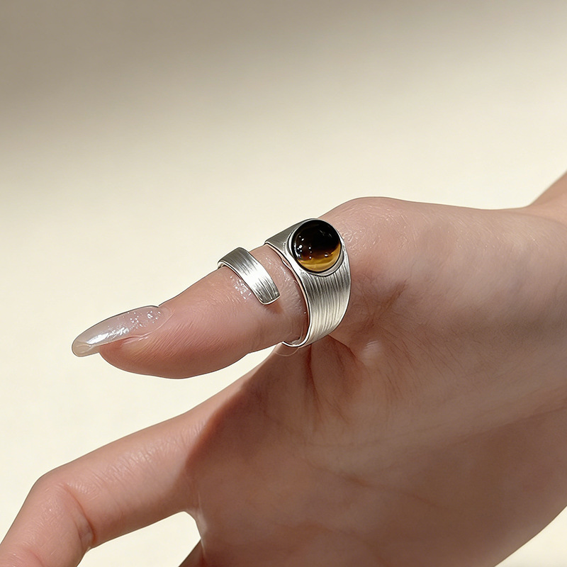 MOJOY Retro Amber Stone Inlay  - Women Accessories Drawing 评论和价格