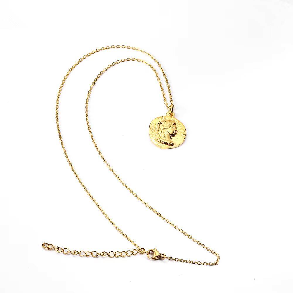 Stainless Steel Gold Plated Qu - Coin Necklace Delicate 评论和价格