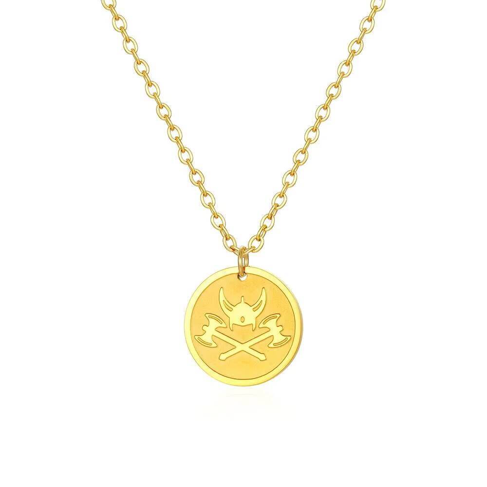 Gold Plated Viking Axe Pendant - Coin Necklace Delicate 评论和价格