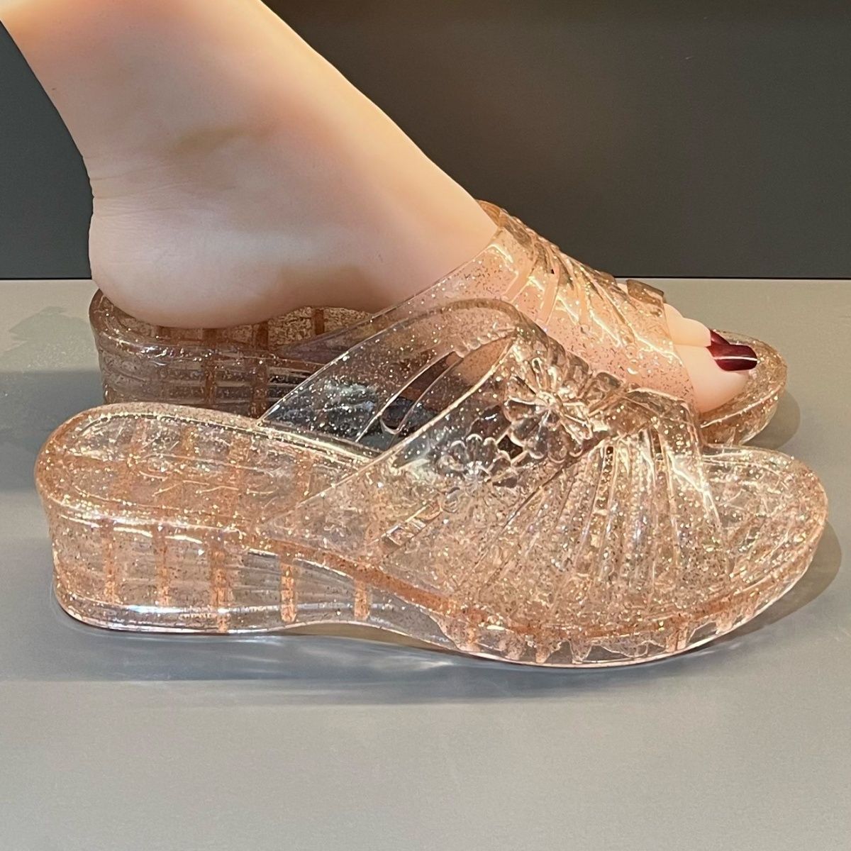 WFashion Purple Glitter Jelly  - Women'S Shoes And Accessories 评论和价格