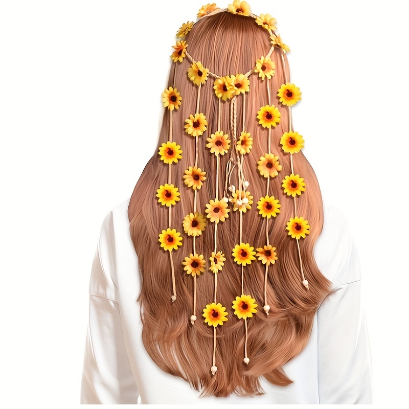Flower hippie headband, flower - Women'S Accessories In The 70S 评论和价格