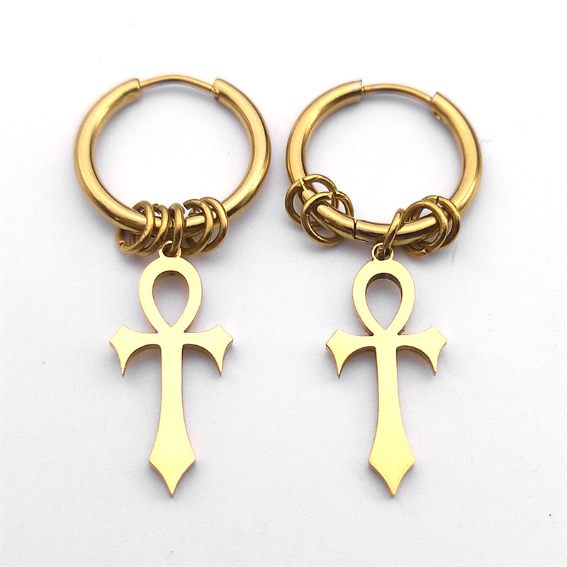 Egypt Ankh Cross Hoop Drop Dan - Women Accessories Egypt 评论和价格