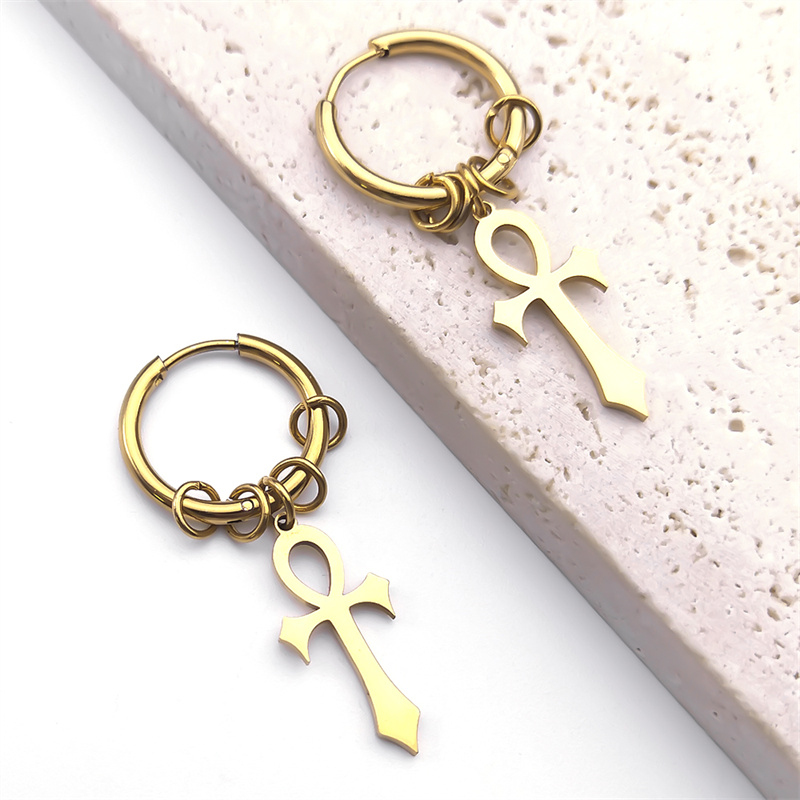 Egypt Ankh Cross Hoop Drop Dan - Women Accessories Egypt 评论和价格